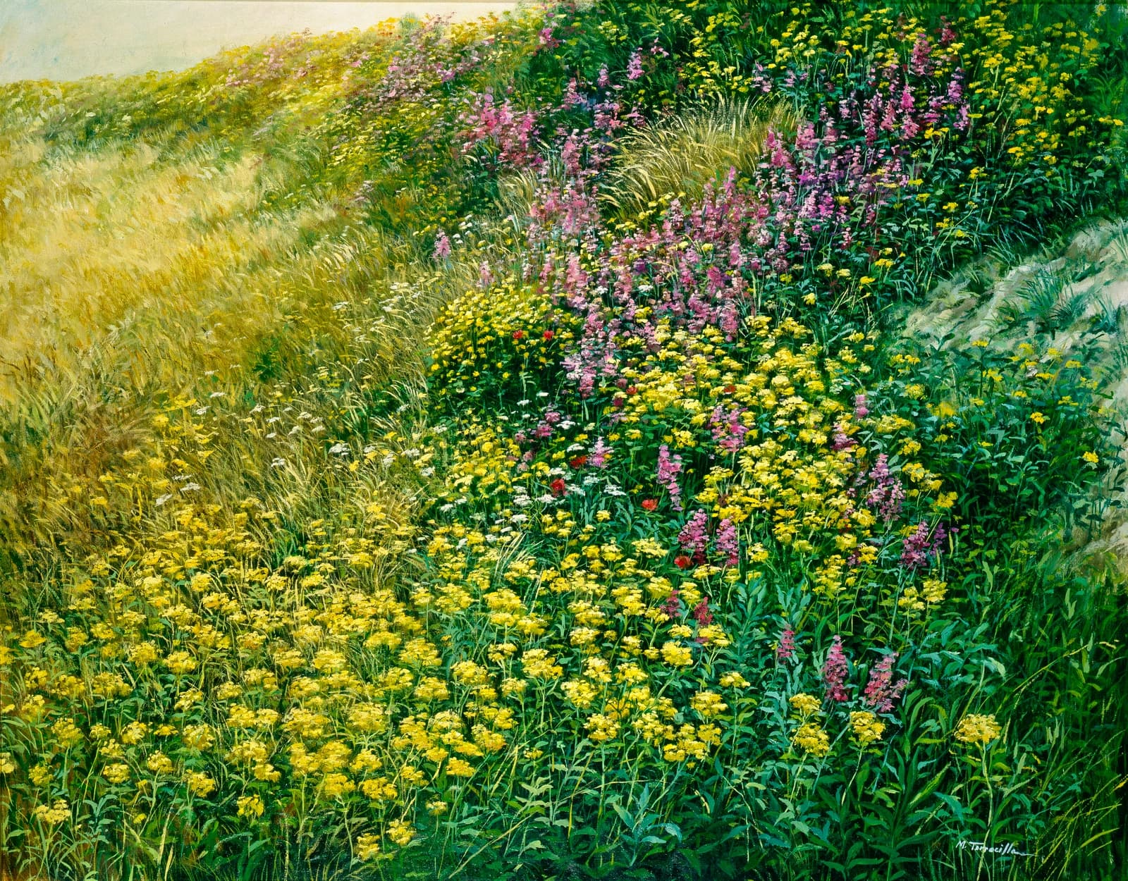 Márgenes floridos — Óleo sobre lino